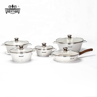 Ensemble de Cuisson de 16 Pièces Grande Vente Antiadhésif en Pierre Marbrée avec Gants Isolés, Batterie de Cuisine Antiadhésive en Granit
