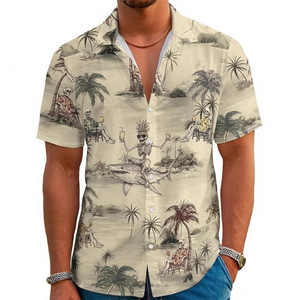Chemise hawaïenne à manches courtes pour homme, imprimé tropical, boutonnée, pour les vacances d'été et la plage - Product Image 3