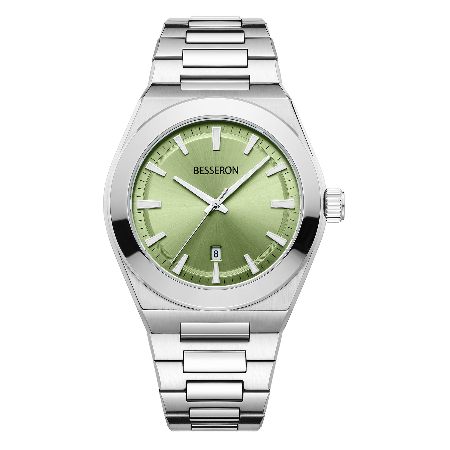 vert avec montre argentée
