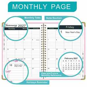 Cuaderno Espiral A5 en Inglés 26-27 con Calendario, Planificador Semanal, Registro de Trabajo y Libro de Horarios - Product Image 3