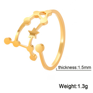 HOVANCI, anillos de acero inoxidable a la moda, joyería del zodiaco, anillo ajustable de 12 horóscopos con signo del zodiaco para mujeres y niñas, regalo de cumpleaños - Product Image 2