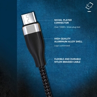 Câble Micro USB vers USB-A 2.1A, charge rapide, cordon de données tressé en nylon et alliage d'aluminium pour téléphone et tablette Android