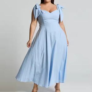 Robe d'été élégante sur mesure de haute qualité pour femme, sans manches, taille ajustée, dos nu, 100 % coton, de luxe - Product Image 3