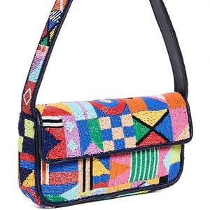 Sac à main au design unique, brodé, fait main, en textile bleu, confectionné avec un motif de plongée coloré, sacs artistiques élégants faits à la main - Product Image 4