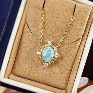 Nouveau collier pendentif pour femme en argent S925 avec <span class=keywords><strong>opale</strong></span> colorée, bijoux de mariage exquis et de haute qualité, vente en gros - Product Image 5