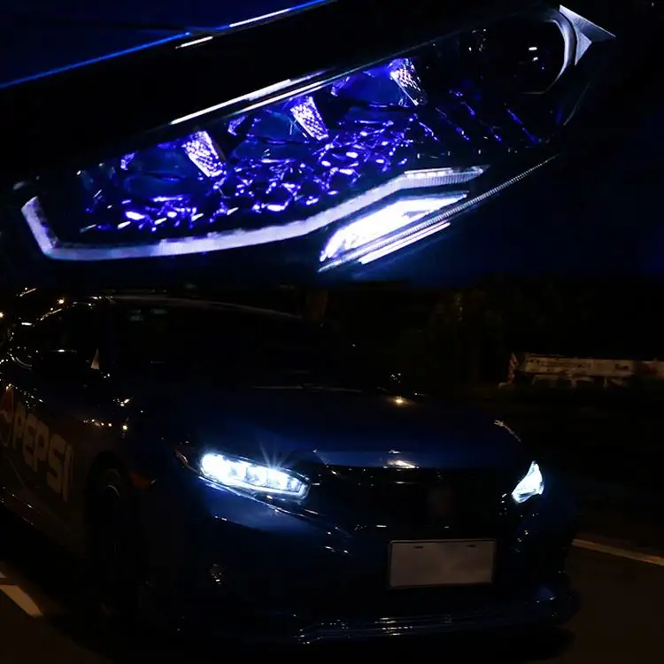 Honda Civic için modifiye araba ön kafa lambası ışığı Led far 10th Gen 2016 2017 2018 2019 2020 2021