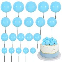 Décorations de gâteau en fausses boules, 20 pièces, sac de boules en mousse de tailles variées (2 cm, 2,5 cm, 3 cm, 4 cm), 20 boules noires, dorées, argentées et roses pour gâteau d'anniversaire