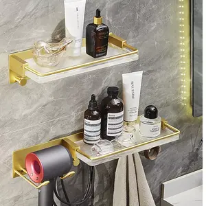 Light Luxury Acrylic Hair Dryer Holder Free Punch Bathroom Cosmetics Toilet Wall Hanging Storage Air Duct Hanging Rack