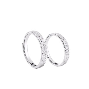 Anillos de Pareja Shui Shui <span class=keywords><strong>Bing</strong></span>, Plata de Ley S925, Diseño Martillado, para Mujer y Hombre, Ligeros, de Lujo, con Sensación de Alta Gama - Product Image 1