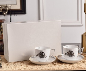 Classic Plant Pattern Four-color European Bone China Double <b>Cup</b> and <b>Saucer</b> with Eco-Friendly Gift Box Suitable for Gifts - Product Image 4