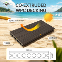 Planche de terrasse en composite bois-plastique (WPC) à double couleur, traitement de surface, revêtement de sol extérieur pour terrasse, jardin, aménagement paysager résidentiel