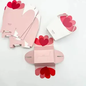 Candy Gift Box Wedding Pink Chocolate Love Packaging Foldable Cardboard Gift Carton In Stock