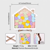 Boîte à messages en bois contreplaqué 'Home Sweet Home' avec cœurs colorés en acrylique, décoration de table, vente en gros