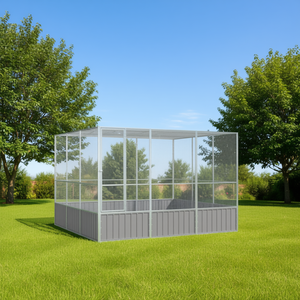 Jaula para Pájaros de Acero Galvanizado Gris 119.1x127.8x83.3, Rectangular, Resistente para Exteriores, Suministros para Mascotas - Product Image 2