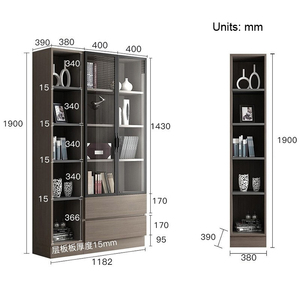 Estantería de Madera Moderna y Sencilla para Libros, con Puertas, de Varias Capas, de Metal, para Sala de Estar, Oficina, Niños, de Vidrio, Blanca - Product Image 6