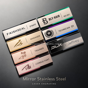 Venta al por Mayor de Porta Credenciales Rectangulares de Acero Inoxidable Dorado y Plateado para Uniformes de <span class=keywords><strong>Trabajo</strong></span>, Hoteles, Restaurantes, Identificación de Empleados - Product Image 4