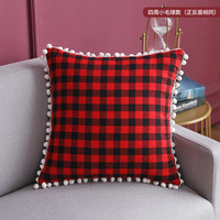 Housse de coussin de Noël personnalisée de luxe de haute qualité, motif Père Noël, rouge et vert, en polyester, broderie rayée, technique tissée
