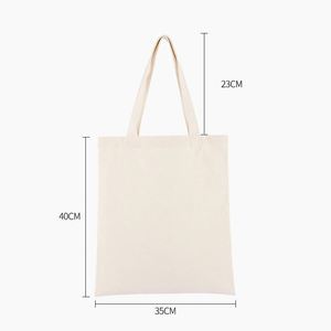 Reusable <b>Canvas</b> Tote Bag with Letter Pattern Customizable Size & Color Long Handle Open Top Custom Logo - Product Image 2