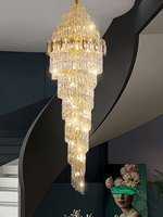 Design post-moderne de luxe hôtel Villa Duplex salon escalier en colimaçon lampe lustre fer et cristal lustre