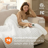 Plaid chauffant électrique en fausse fourrure pour le bureau, 12 réglages de chaleur, pour lit, avec arrêt automatique après 2 heures, lavable en machine