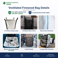 Sacs en filet pour bois de chauffage en gros, 1500 kg, en maille ventilée, sacs FIBC jumbo, traités anti-UV, réutilisables, robustes, Saco De Lena