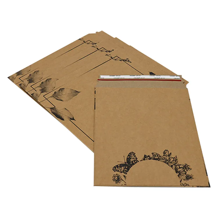 Жесткий и прочный конверт W148 из переработанной крафт-бумаги с индивидуальным принтом, картонный конверт, конверт, сумка для почты с самоклеящимся уплотнением