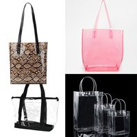 15 tailles de logo personnalisé impression écologique réutilisable imperméable PVC BIODÉGRADABLE sac shopping transparent en plastique transparent