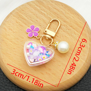 พวงกุญแจรูปตัวยูติดเพชรรูปหัวใจซากุระสีม่วงอะคริลิคใสแบบใหม่ - Product Image 6