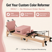 Reformer Pilates Commercial, Tapis de Pilates, Briques de Yoga, Haltères en Silicone, Combo Reformer Pilates Pliable en Chêne Rose Trois Pièces