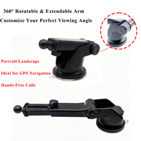 Support de téléphone de voiture réglable 3-en-1 avec bras télescopique, fixation pour grille d'aération et tableau de bord, support universel rotatif à 360° pour smartphone