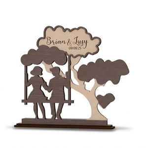 Silueta de Boda Personalizada en Madera, Adorno Artesanal Cortado con Láser para Recuerdo de Boda, Regalo de Aniversario y Decoración del Hogar - Product Image 3
