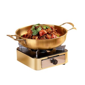 Mini Alcohol <b>Stove</b> With Gold Pot Heat Resistant Portable For Household Dry Pot Cooking - Product Image 1