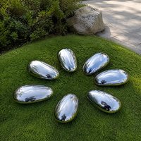 Meilleures ventes : Ensemble de sculptures décoratives miniatures en acier inoxydable de luxe, en forme de grain de maïs et de petit galet, avec finition miroir, pour jardin, parc, hôtel, bureau, cour, taille personnalisée