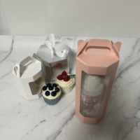 Boîte d'emballage personnalisée pour desserts avec poignée, boîte à emporter pour desserts personnalisée avec fenêtre