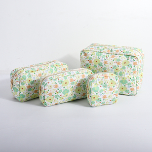 Bolsa de Maquillaje Floral Personalizada para Mujer, 4 Tamaños Disponibles, Bolsa de Almacenamiento con Estampado DIY, Interior de Algodón con Rejilla Verde, Organizador de Cosméticos Portátil de Viaje - Product Image 2