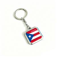 Porte-clés carré en métal personnalisé avec logo, Porto Rico, Guadeloupe, Haïti, avec autocollant époxy drapeau national européen