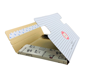 Custom comic book mailer notepad packaging shipping box with double adhensive tape closure and tear off strap