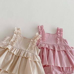 Vestido de verano sin mangas para niña 2026, pelele con volantes y tirantes, mono de una pieza a <span class=keywords><strong>la</strong></span> moda - Product Image 4