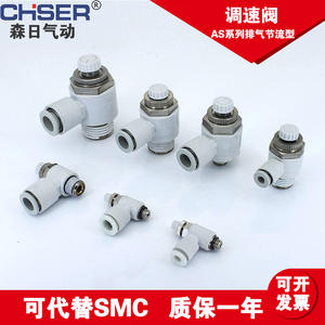 Vanne de régulation de vitesse pneumatique à angle droit série SMC avec entrée filetée, connecteur rapide en plastique, vannes de régulation d'échappement - Product Image 3