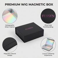 Boîte cadeau de luxe en carton imperméable haut de gamme avec logo personnalisé pour extensions de cheveux et perruques, portable, avec doublure en éponge gaufrée, en matériaux recyclés