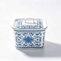 Grand bol carré en métal émaillé Luhong avec couvercle, design classique, utilisation domestique, écologique, résistant à la chaleur, compatible four, facile à nettoyer