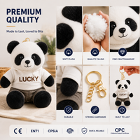 Porte-clés en peluche personnalisé, jouet en peluche panda, porte-clés doux en peluche pour sac à dos, cadeau pour enfants, vente en gros