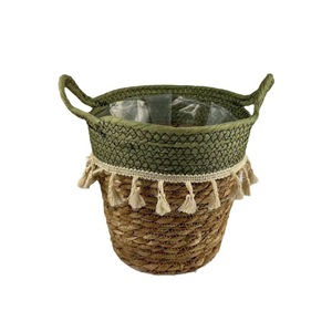 Handmade Straw Woven <b>Basket</b> With Tassels Round <b>Storage</b> <b>Basket</b> For Plants And Decor Small Size - Product Image 5