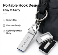 Flashdisk USB Logam Custom Logo USB 2.0 USB 3.0 USB 3.1 Disk Penyimpanan 1GB hingga 128GB Desain Pengait Perak