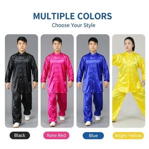 Uniforme de Tai Chi Kung Fu en satin chinois, tenue de performance d'<span class=keywords><strong>arts</strong></span> martiaux Wushu à manches longues, unisexe pour adultes - Product Image 3