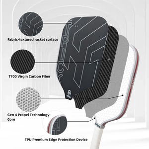 Pala carbono 16mm alargada híbrida superficie rugosa USAPA T700 núcleo honeycomb profesional Gen4 - Product Image 3