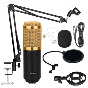 BM-800 Mikrofon-Set Kondensatormikrofon mit verstellbarer Federung Scherenarm für Musikaufnahme Live-PC-Studio und Sprachanwendung