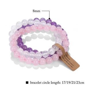 3Pcs/<b>sets</b> Hot Selling Natural Gemstone Bracelet Healing 8mm <b>Beads</b> Crystal Quartz Stone Bracelet for Women Men Jewelry Gift - Product Image 3
