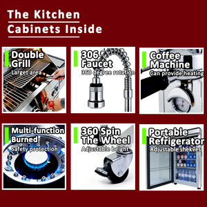 Gabinetes <span class=keywords><strong>de</strong></span> <span class=keywords><strong>Cocina</strong></span> Blancos <span class=keywords><strong>de</strong></span> Acero con Tiradores Dorados, Almacenamiento Ecológico <span class=keywords><strong>para</strong></span> Comedor, <span class=keywords><strong>Cocina</strong></span> Portátil Móvil <span class=keywords><strong>para</strong></span> Barbacoa - Product Image 6