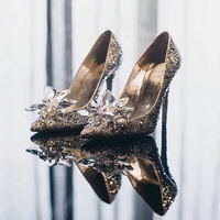 Escarpins de mariée 2026 en strass et cristal, à bout pointu, à enfiler, talons hauts de 8 cm pour femme, été et hiver
